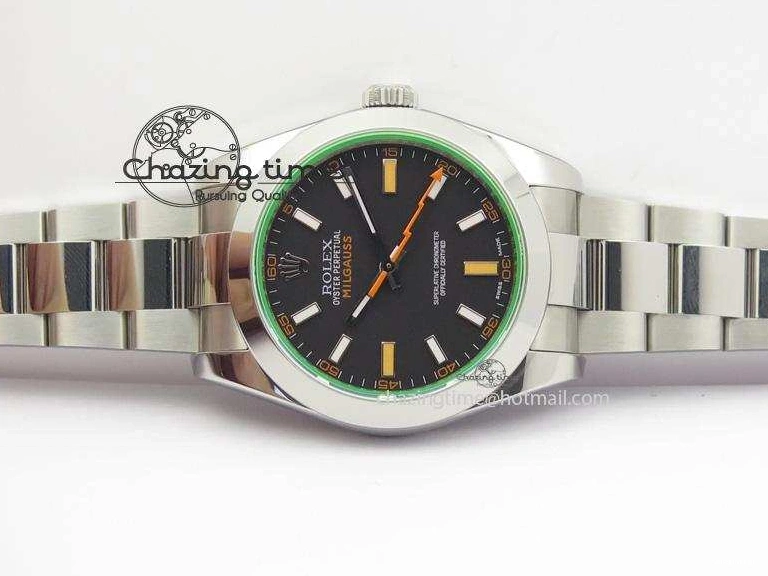 116400 On Bracelet 1:1 Green SS Black Sapphire SA3131 GV Milgauss JF Dial 0707